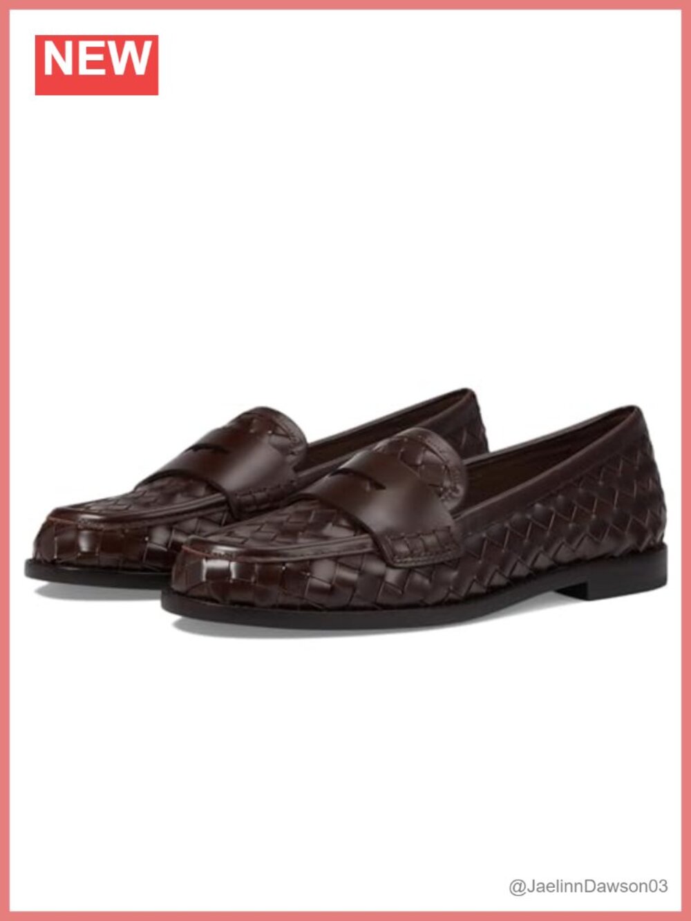 Woven Leather Loafers Flat Penny Strap Basket Weave Pull-On